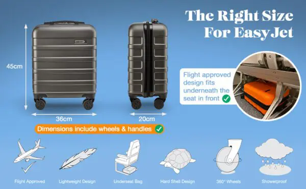 ANODE 30L 45X36X20CM Black Viltu forðast auka handfarangursgjöld hjá easyJet  Anode 30L á fjórum hjólum er fullkomin stærð sem passar auðveldlega undir sætið og sparar þér að borga aukagjöld. Stærð 45 x 36 x 20 cm og létt 2.2 kg, Anode er úr ABS efni og er með sterkum 8 mm rennilás.Létt tveggja þrepa handfangið nær upp í 1.02 cm.