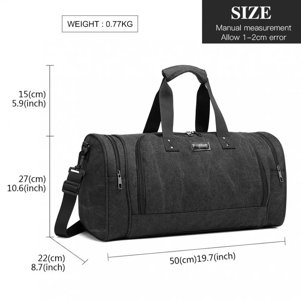 KONO CANVAS BARREL DUFFLE Svartur