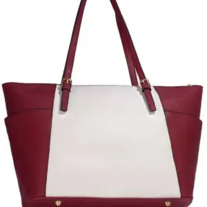 Handtaska Vínrauð og Hvít Height: 28cm Width: 35cm