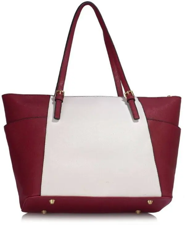 Handtaska Vínrauð og Hvít Height: 28cm Width: 35cm