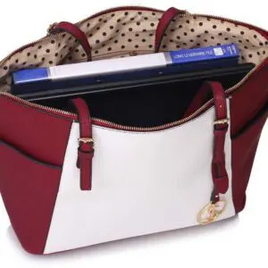 Handtaska Vínrauð og Hvít Height: 28cm Width: 35cm