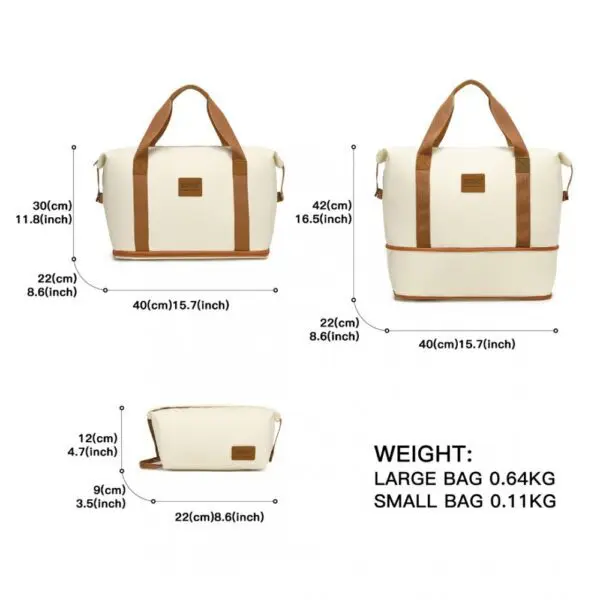 KONO Stækkanleg vatnsheld BEIGE og Brún Stækanleg , vatnsheld og með auka snyrtibuddu Stærð H 30 cm B 40 cm Þ 22 cm