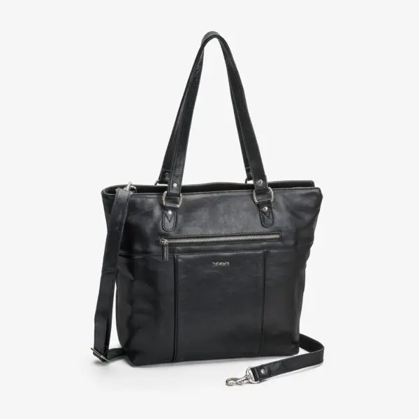 Taska úr ósviknu leðri með langri stillanlegri ól.