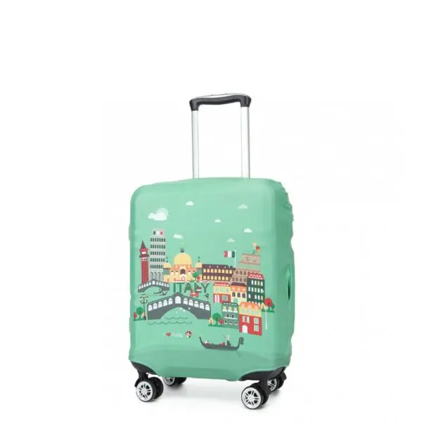 Bættu ferðaupplifun þína með farangurshlífinni okkar, hannað fyrir bæði virkni og endingu.Efni: Spandex og Polyester. Þessi blanda nýtir sér mikla mýkt spandex og endingu pólýesters, sem tryggir fjaðrandi og teygjanlega hlíf sem passar vel utan um farangur þinn. Hentar fyrir farangursstærðir á milli 18-21  tommur eða með 30-48lítra rúmta