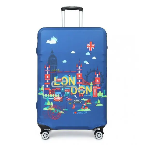 Bættu ferðaupplifun þína með farangurshlífinni okkar, hannað fyrir bæði virkni og endingu.Efni: Spandex og Polyester. Þessi blanda nýtir sér mikla mýkt spandex og endingu pólýesters, sem tryggir fjaðrandi og teygjanlega hlíf sem passar vel utan um farangur þinn. Hentar fyrir farangursstærðir á milli 26-28 tommur eða með 79-95 lítra rúmtak