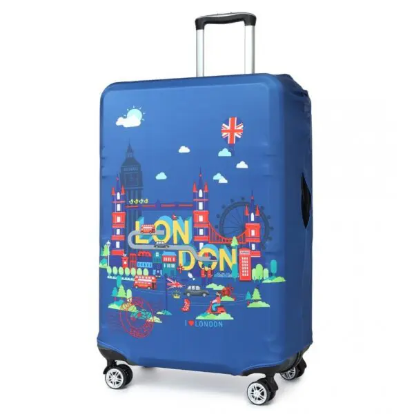 Bættu ferðaupplifun þína með farangurshlífinni okkar, hannað fyrir bæði virkni og endingu.Efni: Spandex og Polyester. Þessi blanda nýtir sér mikla mýkt spandex og endingu pólýesters, sem tryggir fjaðrandi og teygjanlega hlíf sem passar vel utan um farangur þinn. Hentar fyrir farangursstærðir á milli 26-28 tommur eða með 79-95 lítra rúmtak