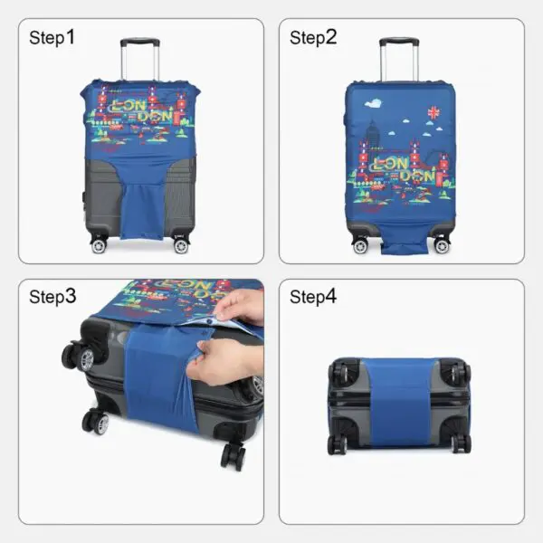 Bættu ferðaupplifun þína með farangurshlífinni okkar, hannað fyrir bæði virkni og endingu.Efni: Spandex og Polyester. Þessi blanda nýtir sér mikla mýkt spandex og endingu pólýesters, sem tryggir fjaðrandi og teygjanlega hlíf sem passar vel utan um farangur þinn. Hentar fyrir farangursstærðir á milli 26-28 tommur eða með 79-95 lítra rúmtak