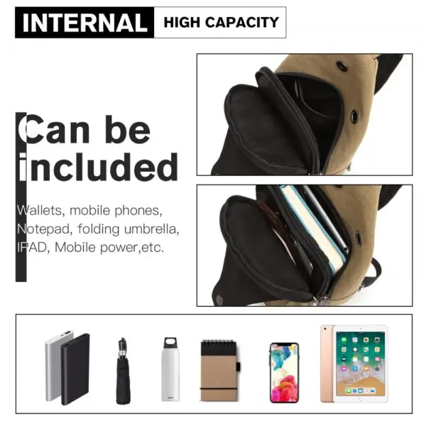 KONO Khaki Hliðar taska eða bakpoki.