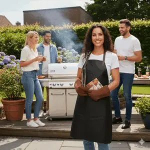 Hide & Stitches BBQ Gjafakassi Svört +Töng og 1 Grillhanski