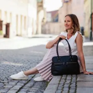 Pavini Leðurtaska með axlaról