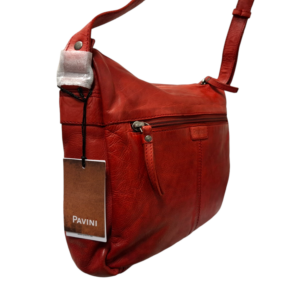 Pavini Leðurtaska Rauð Crossbody