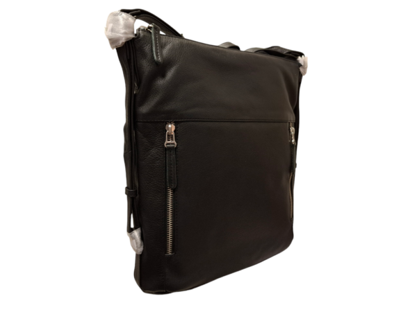 PAVINI Leðurtaska Svört Axlartaska eða Bakpoki