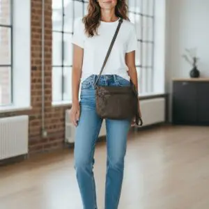 Pavini Leðurtaska Svört Crossbody