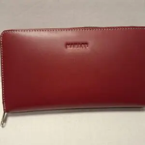 MANAGE SEÐLAVESKI RFID VÖRN RAUTT MEÐ HVÍTUM SAUM