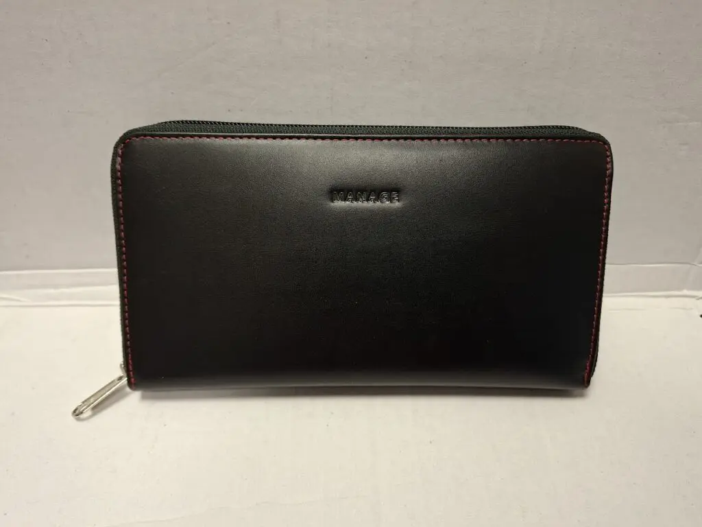 MANAGE SEÐLAVESKI RFID VÖRN SVART MEÐ RAUÐUM SAUM