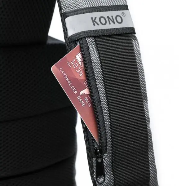 KONO Smart Sling brjóstpoki með USB hleðslutengi Grár og Svartur - Image 7