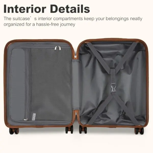 KONO Stækkanleg ferðataska 24"Cream and Brown 70 L - Image 6