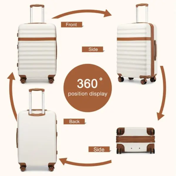 KONO Stækkanleg ferðataska 24"Cream and Brown 70 L - Image 5