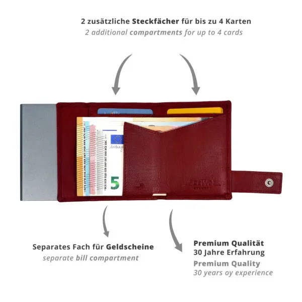 SecWal Leður RFID Kortaveski Rautt - Image 5