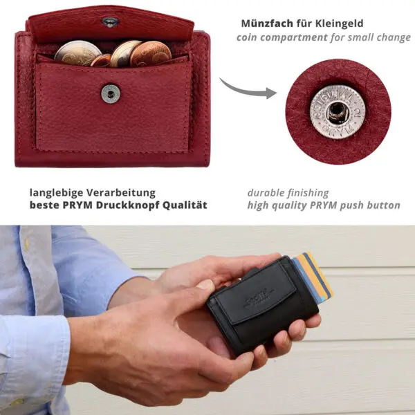 SecWal Leður RFID Kortaveski Rautt - Image 6