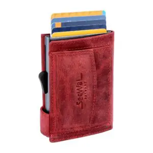 SecWal Leður RFID Kortaveski Hunter Rautt