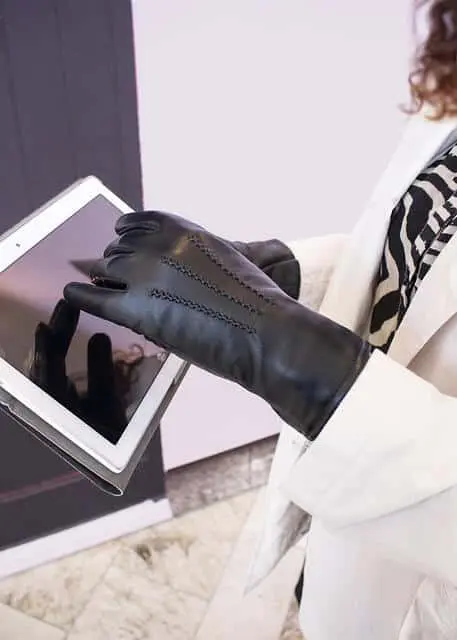 HK Leðurhanskar virka á símaskjái.Stærð 7