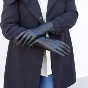 HK Leðurhanskar virka á símaskjái.Svartir Stærð 7.5