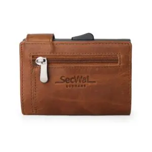 SecWal Leður RFID Kortaveski Coníaks Brúnt XL 8-10 kort