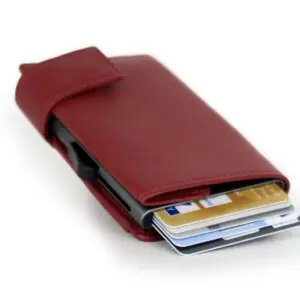 SecWal Leður RFID Kortaveski Rautt XL 8-10 kort