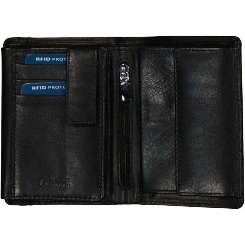 Leður Korta og Seðlaveski með RFID Vörn Svart - Image 2