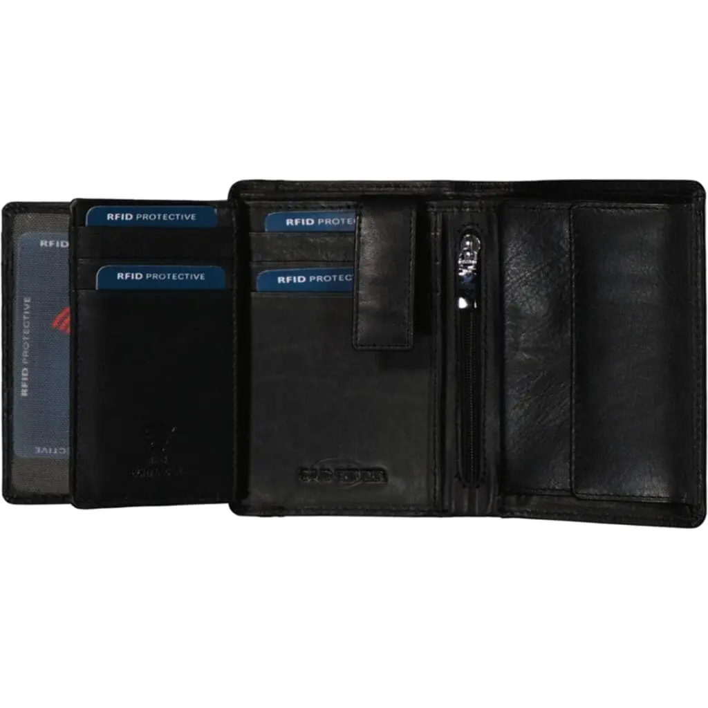 Leður Korta og Seðlaveski með RFID Vörn Svart - Image 3