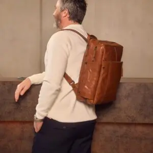 Spikes & Sparrow Leður Bakpoki Jonathan 15,6" Coníak