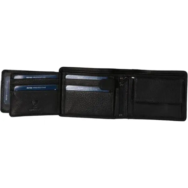 Leður Seðlaveski Svart  RFID Vörn Svart - Image 3