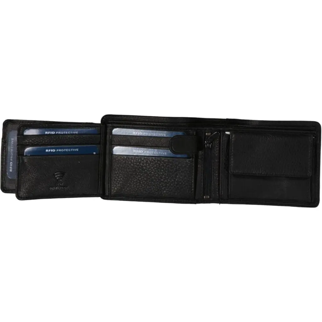 Leður Seðlaveski Svart  RFID Vörn Svart - Image 3