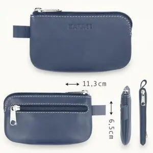 MANAGE Leðurlyklaveski með mynthólf og lyklakippu fyrir karla og konur .