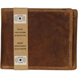 Leður Seðlaveski   RFID Vörn Coníak