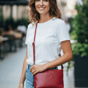 Pavini Leðurtaska Rauð Crossbody