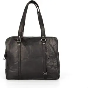 Spikes & Sparrow leðurtaska fyrir fartölvur  Kansas  Svört 15"