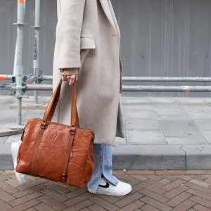 Spikes & Sparrow leðurtaska fyrir fartölvur  Kansas  Brandy Cognac 15"