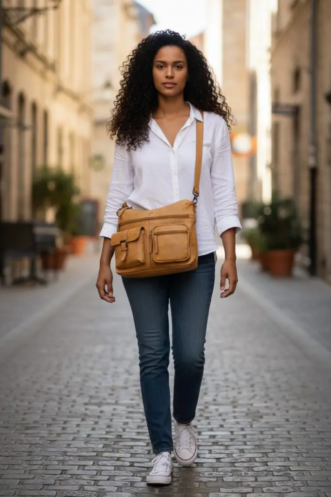 Hide & Stitches Paint Rock axlartaska Ochre - Image 5