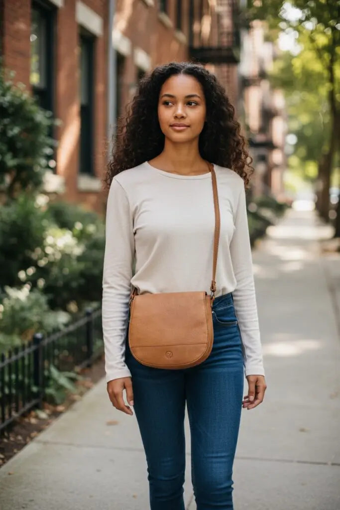 Hide & Stitches Paint Rock axlartaska Coníak - Image 4