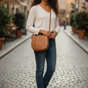 Hide & Stitches Paint Rock axlartaska Coníak