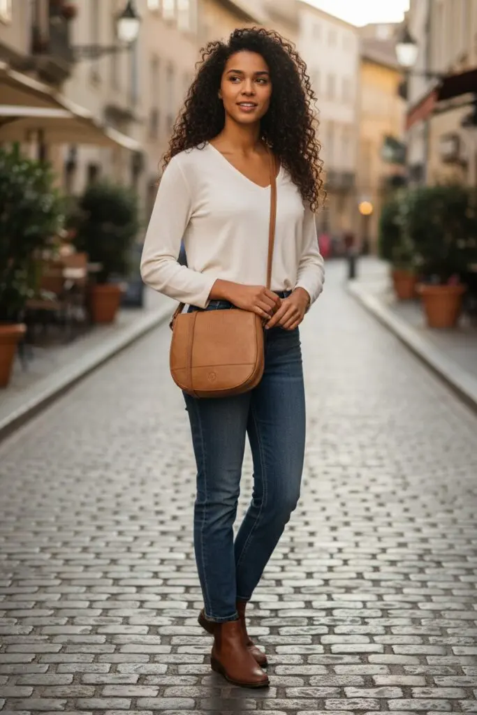 Hide & Stitches Paint Rock axlartaska Coníak