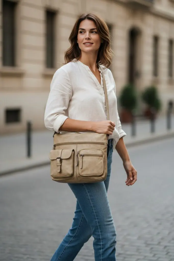 Hide & Stitches Paint Rock axlartaska Sand