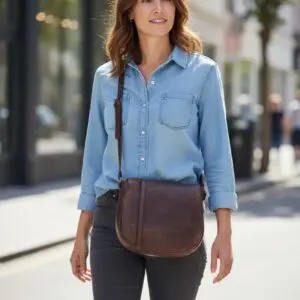 Hide & Stitches Paint Rock axlartaska Brún