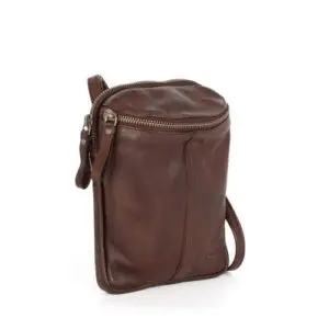 Spikes & Sparrow Leður Axlarpoki Lítill  Naomi  Dökkbrún