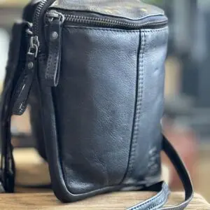 Spikes & Sparrow Leður Axlarpoki Lítill  Naomi  Svört