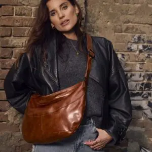 Spikes & Sparrow Leður Axlarpoki Sian  Brandy Cognac