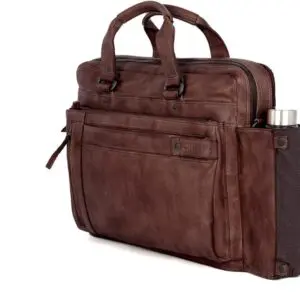 Spikes & Sparrow leður fartölvutaska  Brutus  Dökkbrún 15.6"