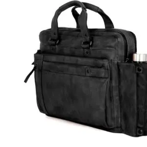 Spikes & Sparrow leður fartölvutaska  Brutus  Svört 15,6"